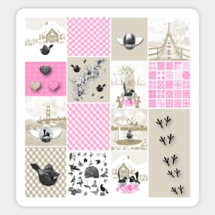 Bird Lovers Patchwork Pattern Sticker